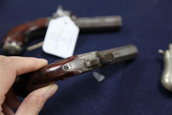 A pair of early 19th century steel boxlock pocket pistols, 6in.